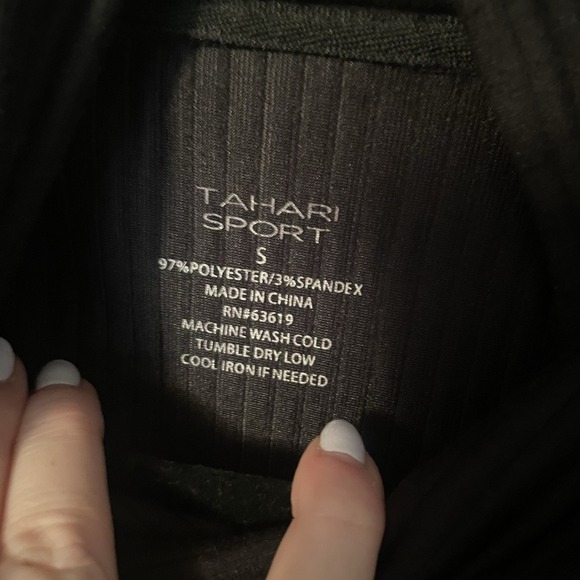 TAHARI SPORT Sweater Womens Small Black Ribbed Flared Sleeve Pullover Mock Neck - Picture 2 of 11